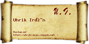 Uhrik Irén névjegykártya